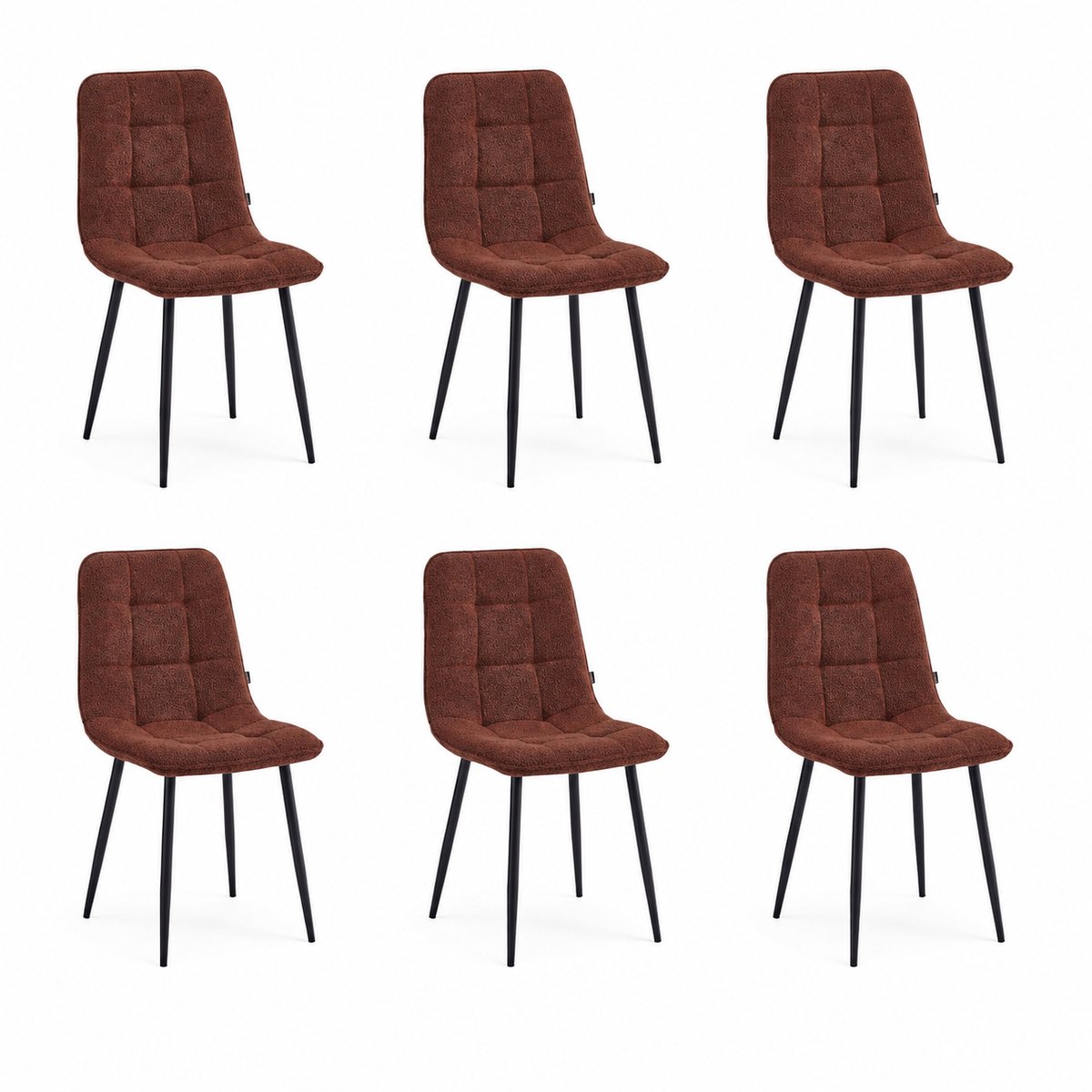 Colenis - Ela Eetkamerstoel - Set Van 6 - Bordeaux - Bouclé - Design