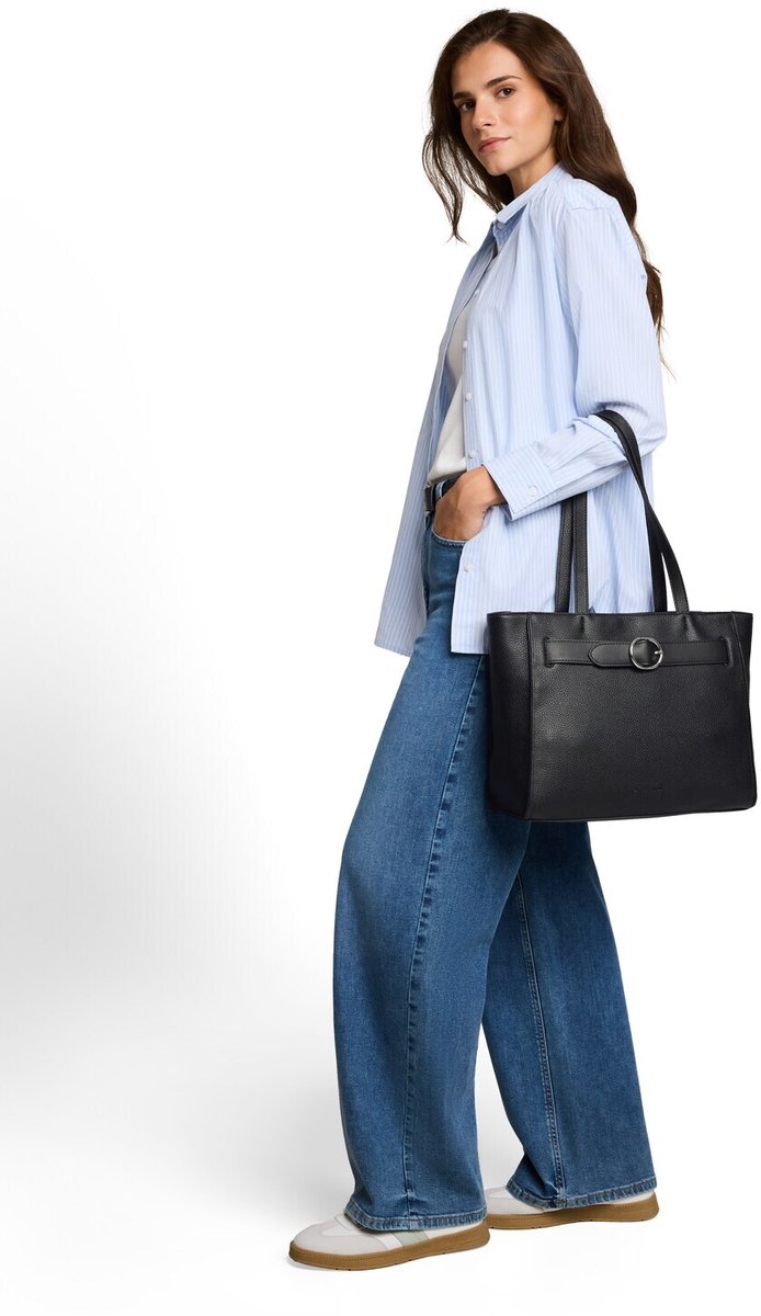 Tom Tailor - TTELIORA L shopper met riemdetail - Maat ONESIZE - schwarz / black