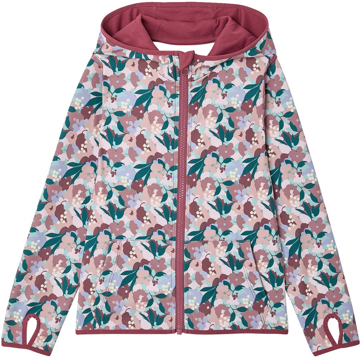 Vertbaudet Sport sweatshirt met rits en bloemenprint in technisch materiaal