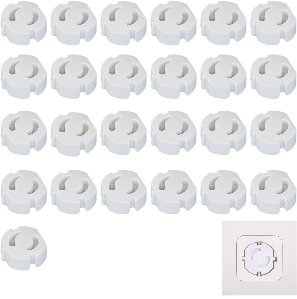 Kinderbeveiliging voor stopcontact - 25 stuks - witte insteekbare stopcontactdoppen - ShopVlot