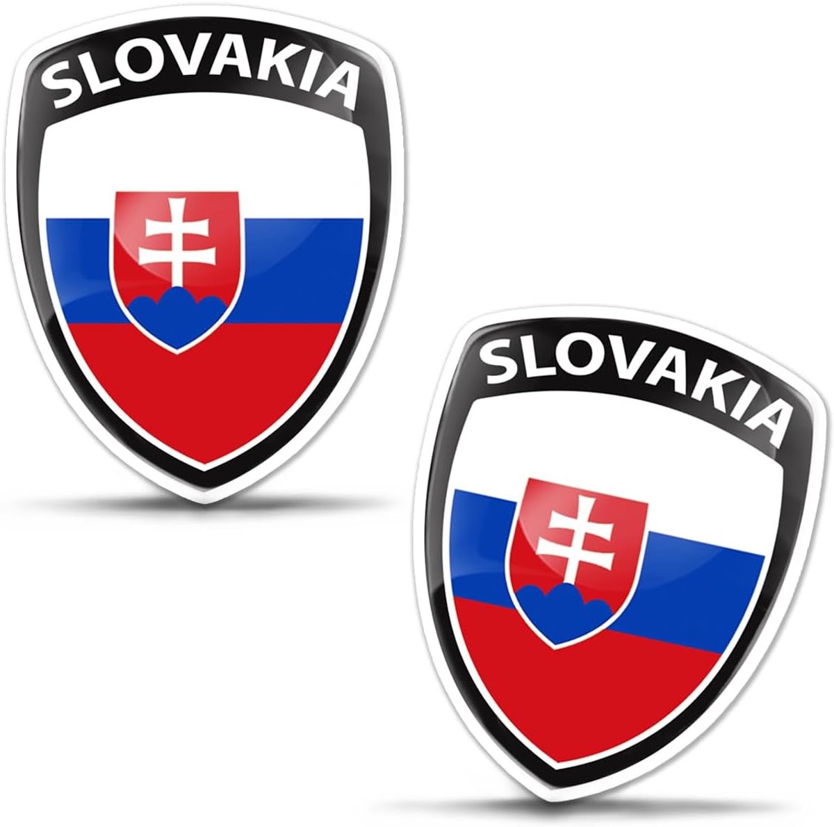 Autovlaggenstickers 3D-gel-embleemset - Slowakije vlag - waterdicht en uv-bestendig - sterk zelfklevend - ShopVlot