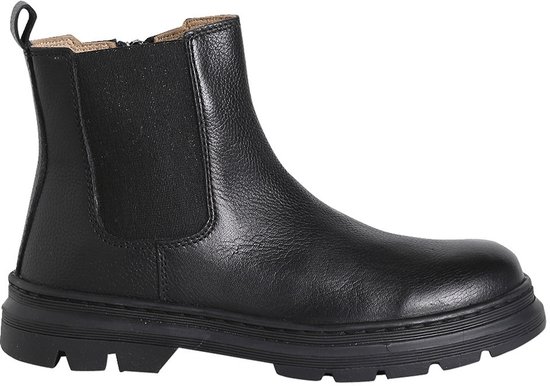 Boots voor meisjes van leer, elastisch en met rits zwart