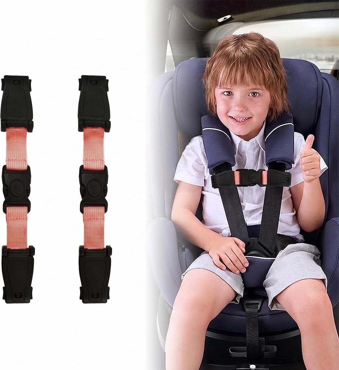 Pack of 2 Child Safety Belt, Child Safety Clasp, Universal Buckle for Safety Belt, Pink, 18 x 3 cm - ShopVlot