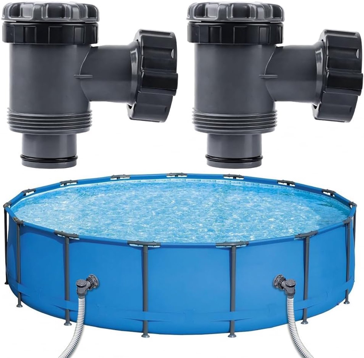 Pack of 2 Pool Hose Connector, Pool Accessories Diameter 38 mm, Spare Piston Valve Pool Spare Parts, Water - ShopVlot