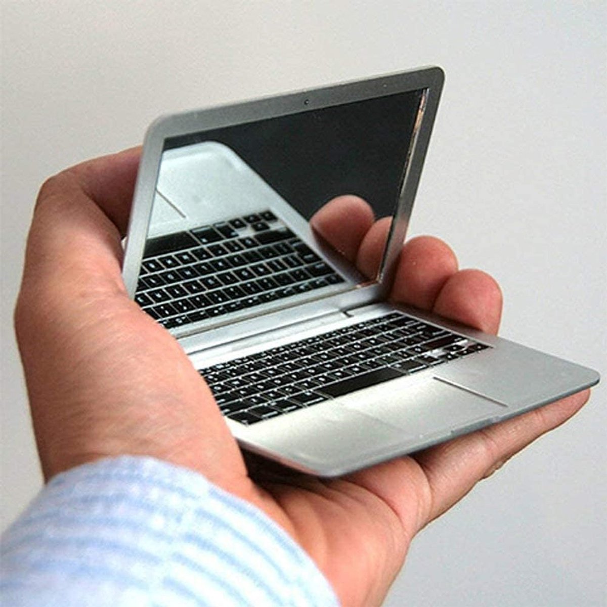Laptop Shaped Pocket Mirror Mini Portable Glass Mirror with Sturdy Plastic Frame Lightweight Easy to Carry for Home - ShopVlot