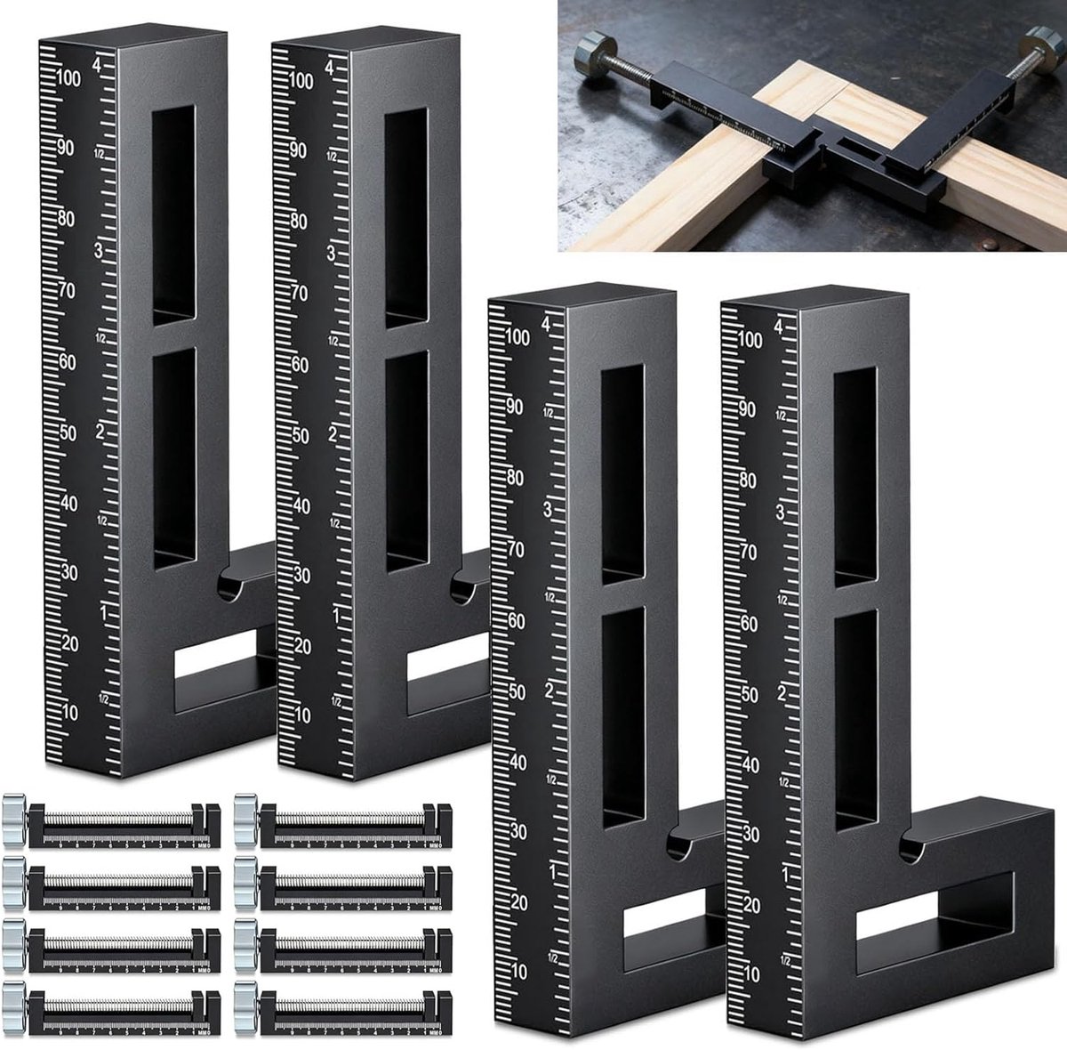90° Angle Clamp Set of 4 Rectangular Aluminum Alloy Clamps with 8 Angle Settings, 90° Woodworking Tools for DIY - ShopVlot
