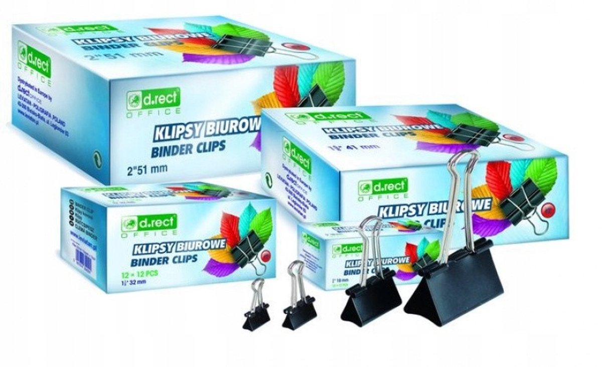 Zwarte Klemmen voor Documenten - Zwart, 32mm, 12 Stuks