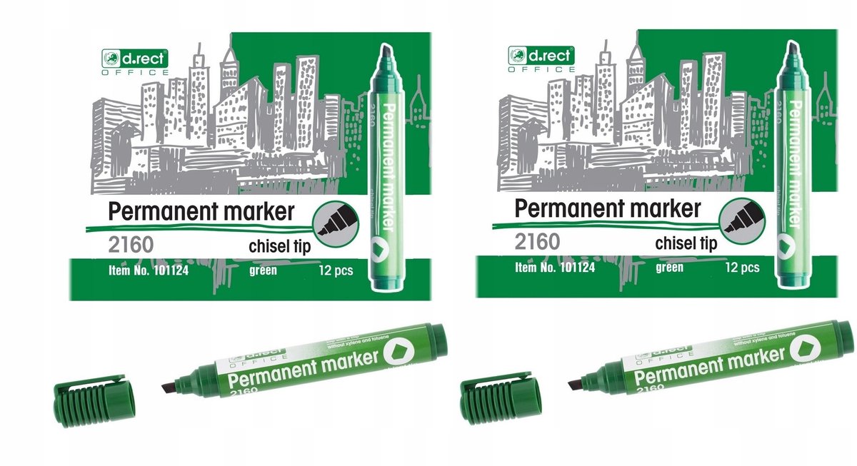 Set van 24 Groene Permanente Markers - Waterdicht & Lichtbestendig