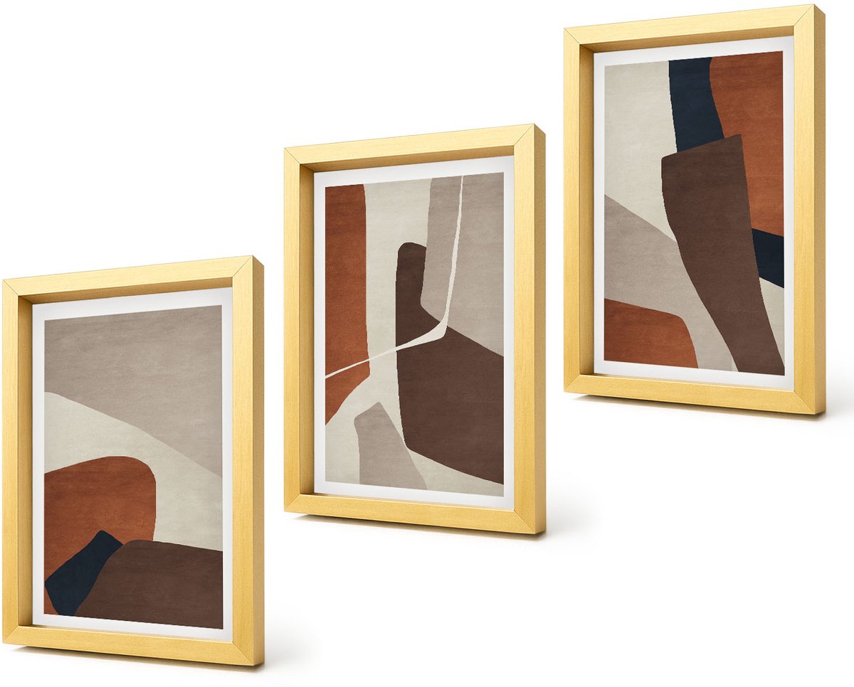 Coloray 4-Delige Schilderij Set - Abstractie van vormen en structuren in een moderne stijl - 20 x 30 cm - Decoratieve Schilderijen - Woonkamer - Interieur - Wanddecoratie
