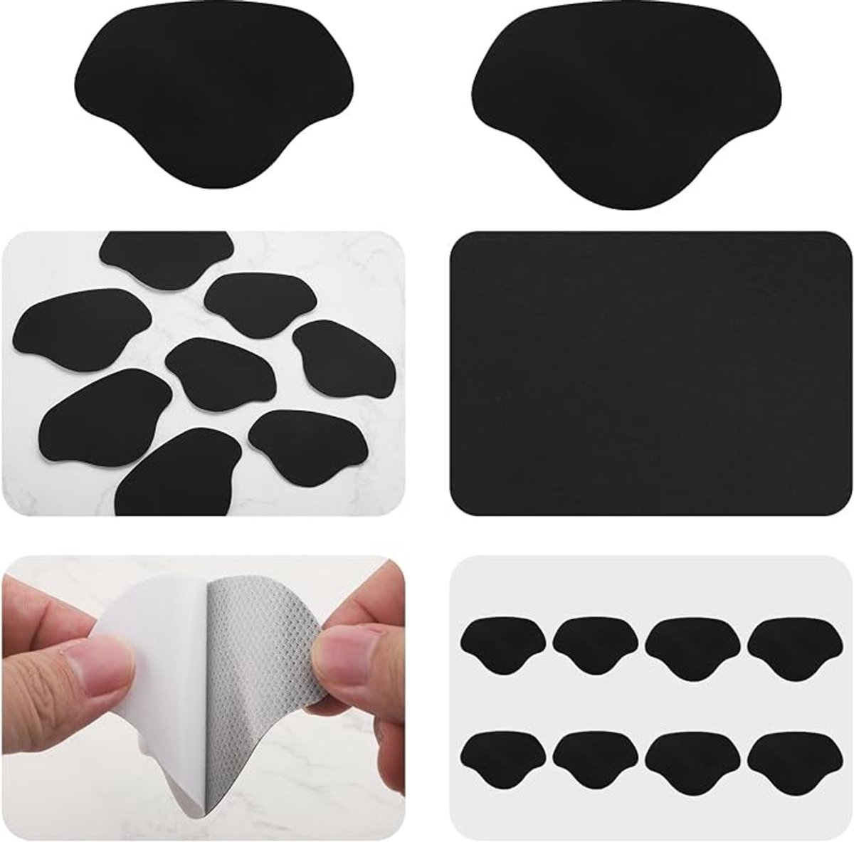 Schoenreparatieset 8 Delen - Zelfklevende Hakpatches voor Schoenen - Zwarte Reparatiepleisters voor Sneakers en Laarzen - Voor Binnen Gebruik - Maat M voor Gemiddelde Schoenen