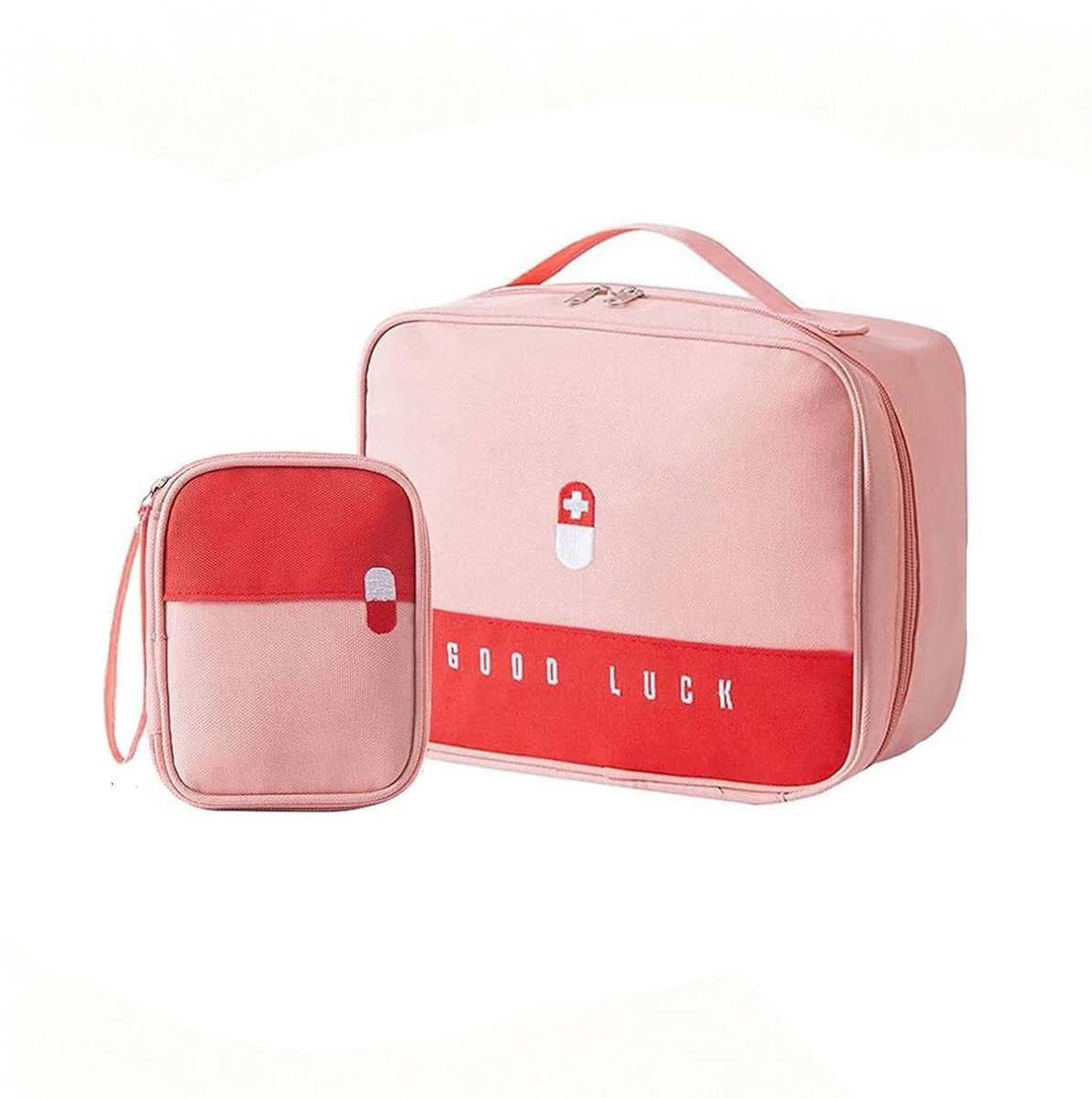 Lege EHBO-tas - Verbanddoos - 2 stuks - Medische Tas - Toilettas - Waterdichte - Multifunctioneel - Voor Thuis, Auto of Reizen - Oxford Pink