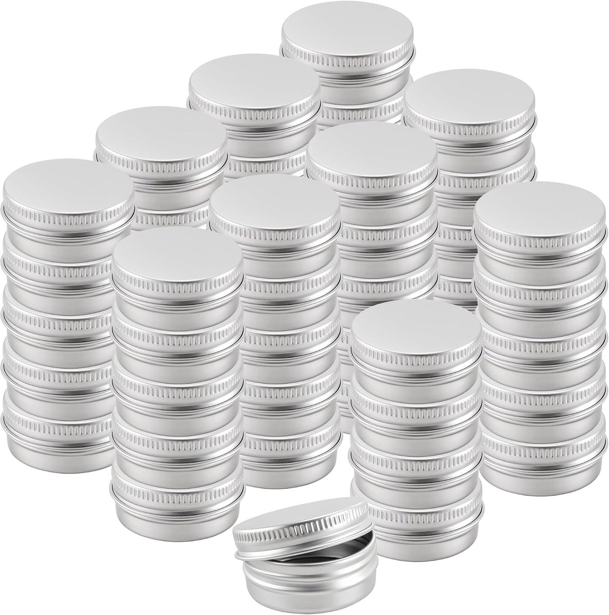 50 stuks lege aluminium potjes 15 ml, lege reiscrèmepotjes met deksel, ronde metalen blikjes, zilver, kleine - ShopVlot