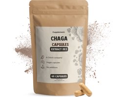 Cupplement Chaga Extract 16.000 mg per dagdosering 60 Capsules - Paddenstoel mushroom – 20% Beta Glucan - 30% Polysaccharides - Immuunsysteem - Vegan - Zonder toevoegingen - Lab getest - 60 dagen voorraad per zakje