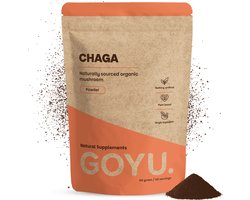 GOYU Chaga Poeder Biologisch 60 gram - Paddenstoel mushroom -Vegan - Zonder toevoegingen - Lab getest - 30 dagen voorraad per zakje