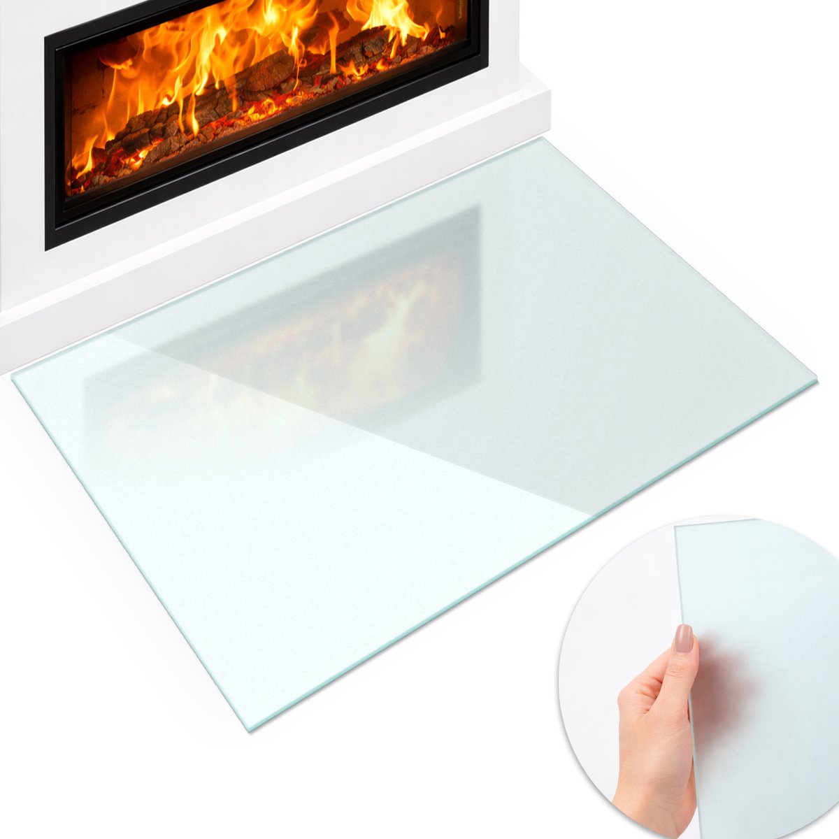 Wallfluent - Vloerplaat openhaard - 100x70cm - Halftransparant Rechthoek - Plaat voor onder houtkachel - Vloerbescherming