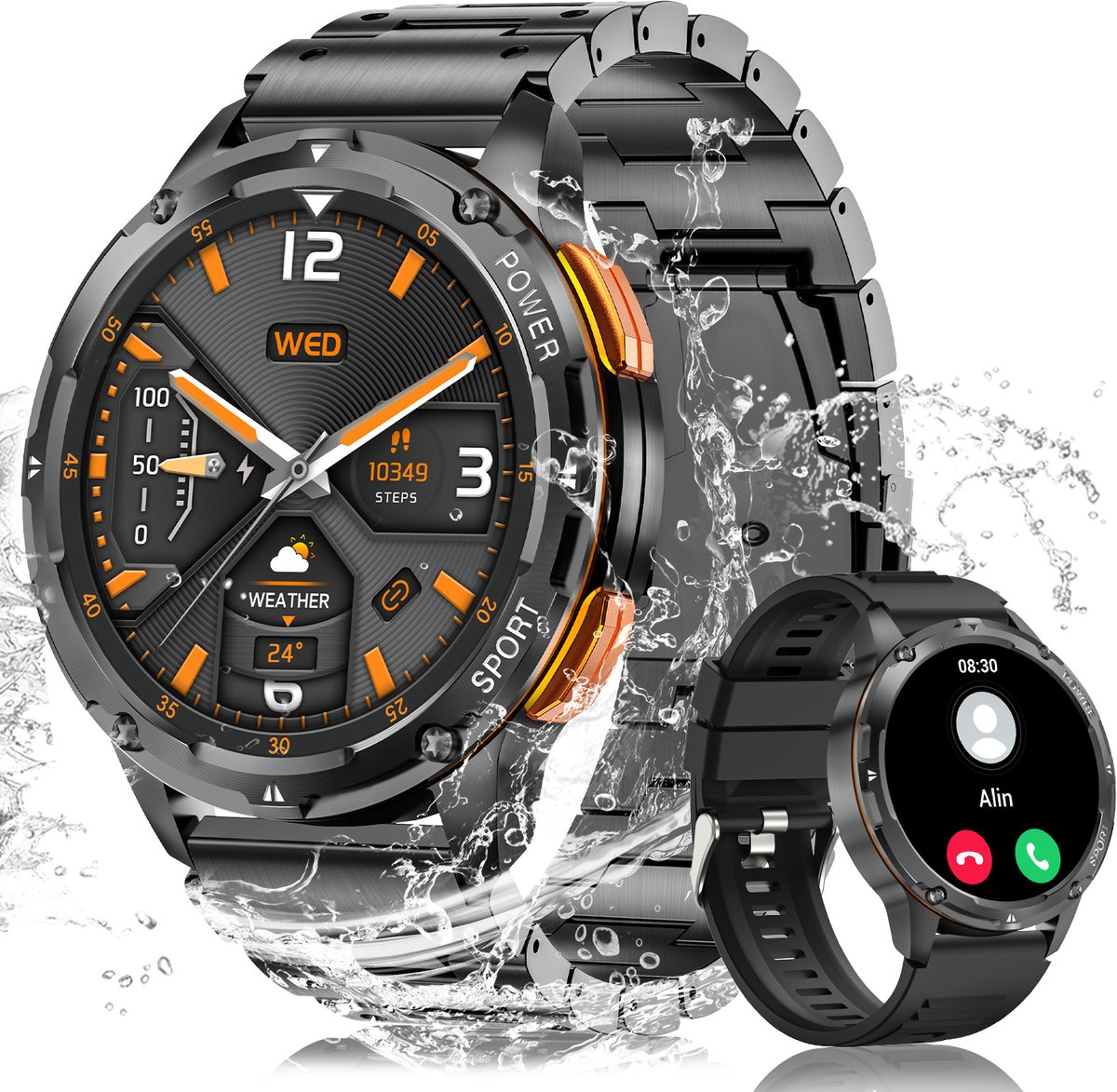FOSMET GPS Smartwatch Heren 2026 - Militair Niveau Rugged Sporthorloge - 1,43 Inch - 100+ Sportmodi - 24/7 Hartslagmeter, SpO2 & Slaapmonitor - Fitnesshorloge - Geschikt voor Android & iOS - Zwart