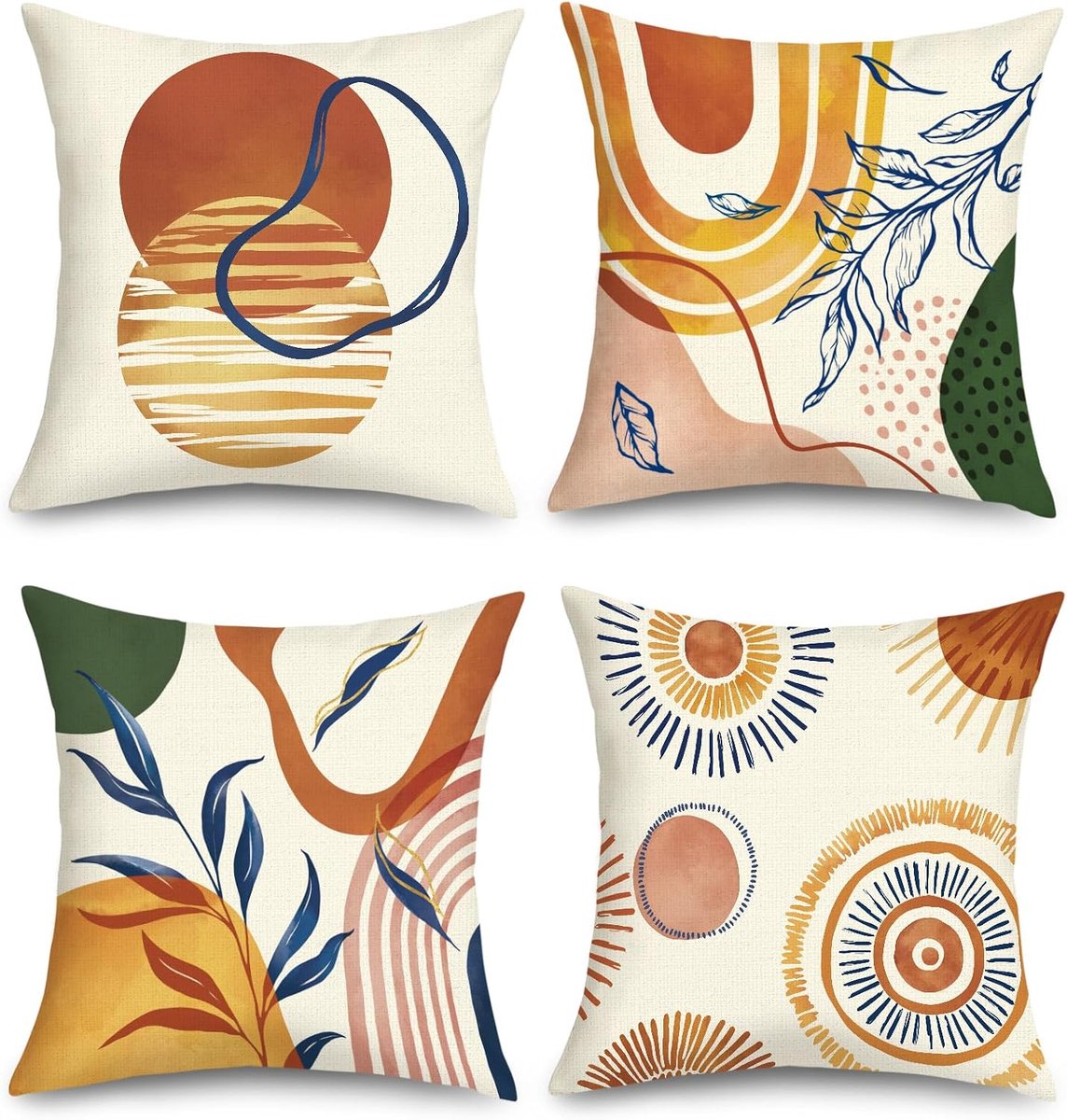 45x45 Pack van 4 Boho Orange moderne sierkussenslopen - ShopVlot