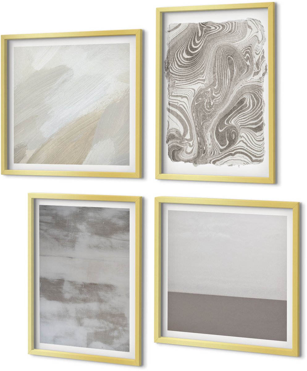 Coloray 4-Delige Schilderij Set - Industriële abstracte structuren ontwerpen - 40 x 40 cm en 40 x 60 cm - Wanddecoratie - Muurdecoratie - Moderne Interieurdecoratie - Woonkamer Decoratie