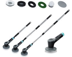 Achaté Elektrische Schoonmaakborstel – Schoonmaakborstel Elektrisch & Elektrische Schrobborstel – Schrobborstel met Steel – Schrobber – Poetsmachine – voor Badkamer, Douche & Keuken – 8 Opzetstukken – Draadloos & Waterdicht IP68