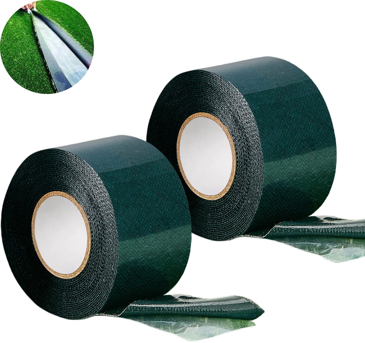 2 rollen - kunstgras naadtape - grasverbindingstape - kunstgras bevestigingstape - hoog hechtend - waterbestendig, zonbestendig - dubbelzijdig - 15cm* 5 m - Tuin, achtertuin, speelplaats, golfbaan, dierenruimte - donkergroen