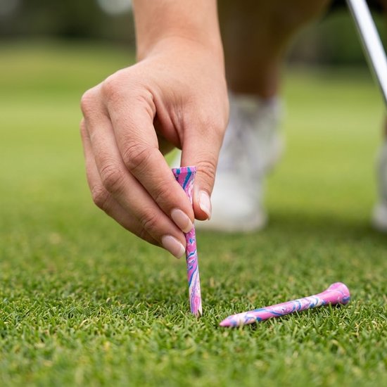 Roze blauwe houten golf tees 50 stuks – golf tees 3-1/4 inch – kleurrijk ontwerp – duurzame houten tee – golf accessoires – geschikt voor training en golfspel — afbeelding 3