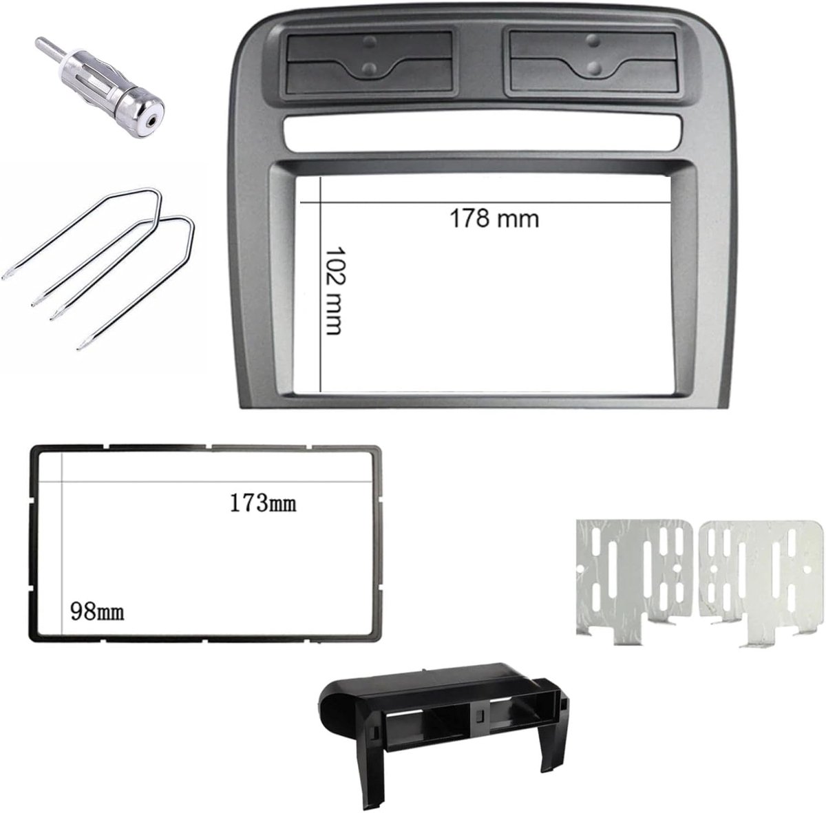 Sound-way 2 DIN Radio Panel Frame Car Radio, Antenna Adapter, Metal Frame, Disassembly Keys support for Fiat Grande - ShopVlot