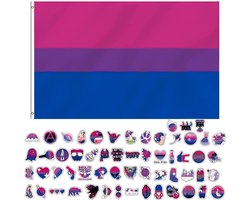 GoldRock Bisexual Sticker Set, 90 x 150 cm, Flag + 60 Pride Stickers, LGBTQ Flag for Indoor and Outdoor Use - ShopVlot