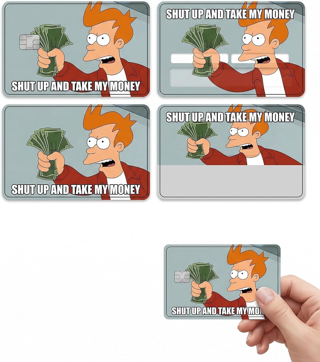 Bankkaartsticker 1 stuk rechthoekig vinyl paars "Take My Money" - ShopVlot