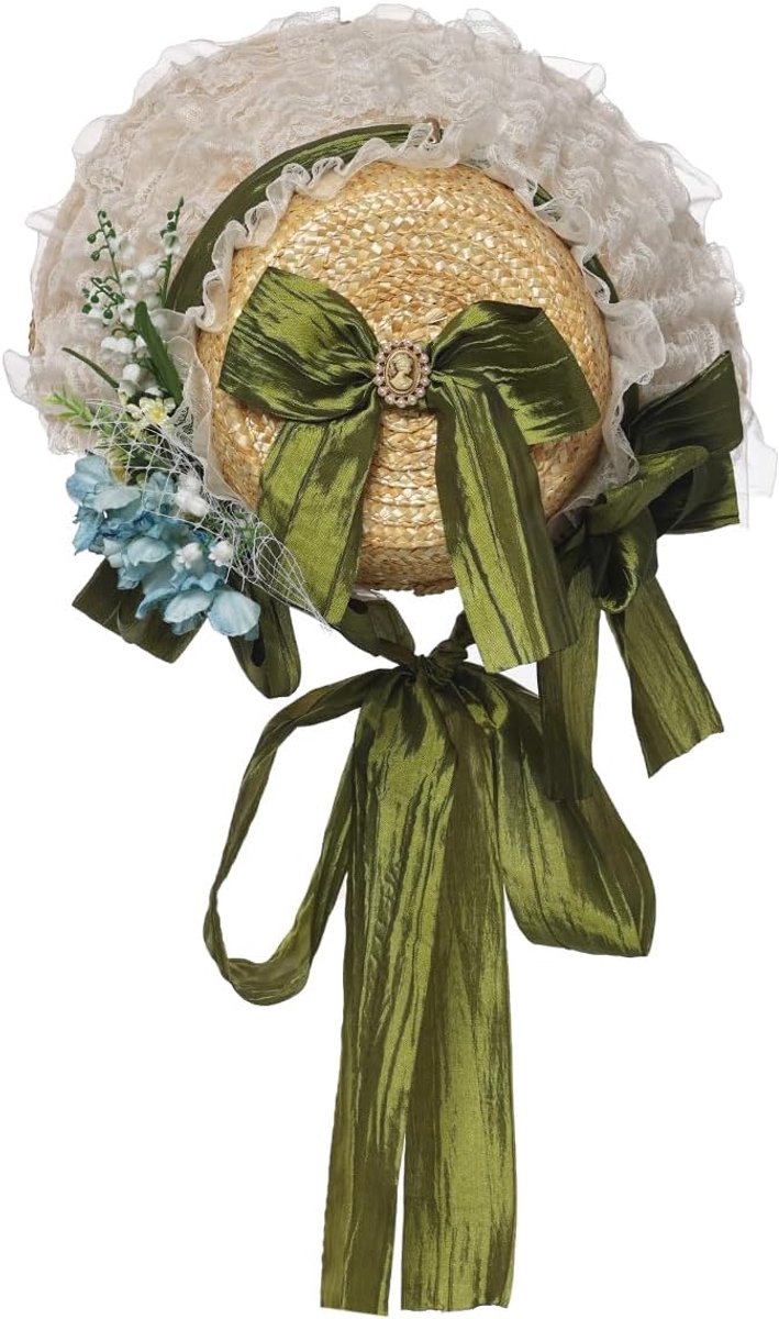 COSDREAMER Girls Women Victorian Bonnets Lace Floral Tea Party Hats - ShopVlot