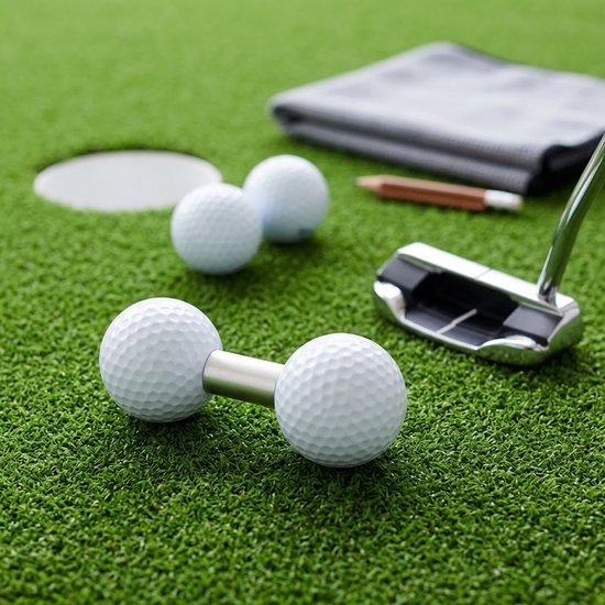Witte balans putt oefenbal voor heren en dames – dubbele golf trainingsbal voor putting – golf putt oefenbal voor balans en slagcontrole – golf trainings materiaal — afbeelding 2