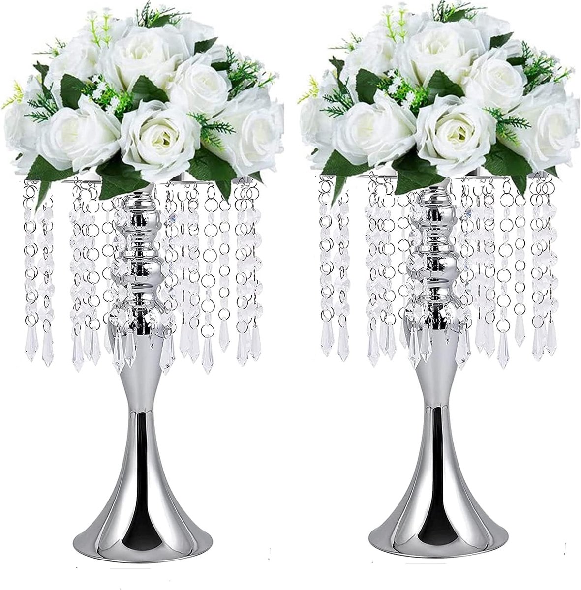 Trouwcentrum Vazen 33cm - Acryl Kristal Kandelaar - Elegante Gouden Pedestal - Perfect voor Bruiloften - ShopVlot