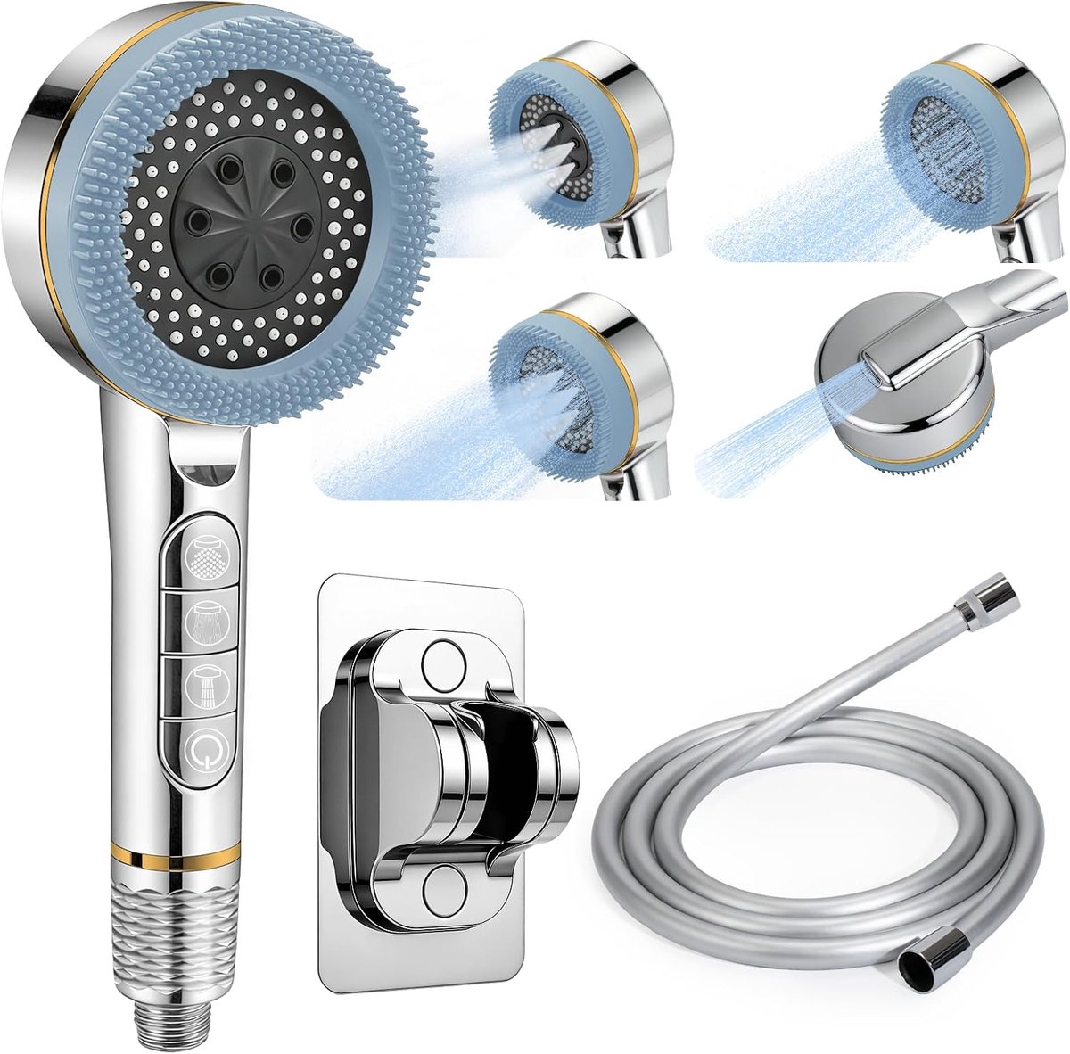 Handdouche met hoge druk - 4 spuitstanden - waterbesparend - efficiënt reinigen - ShopVlot