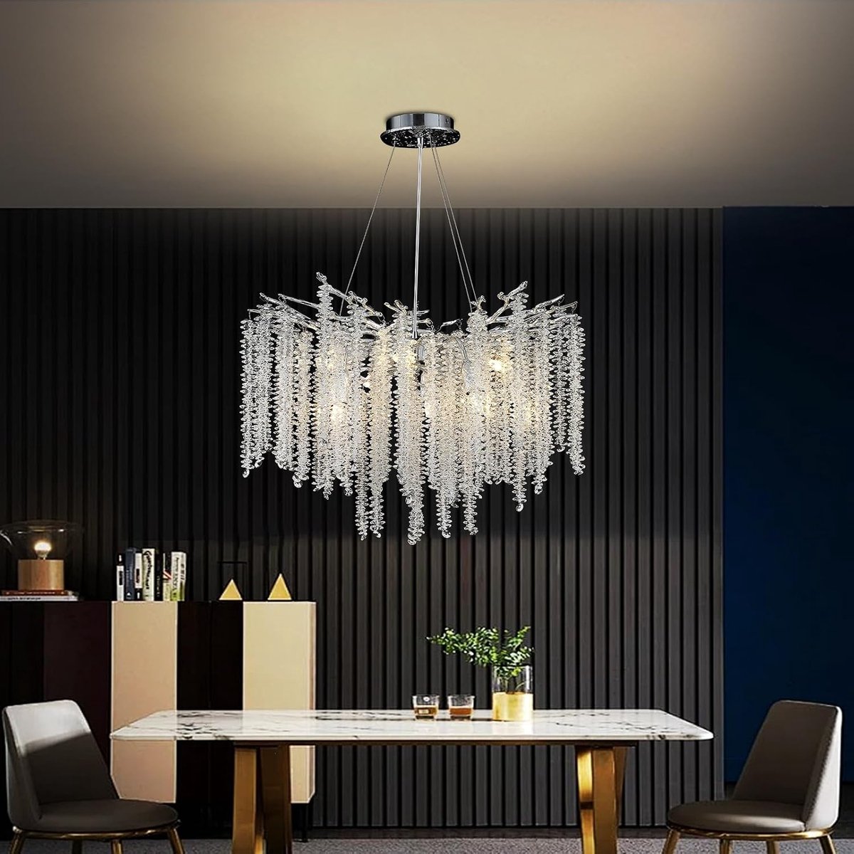 Modern Crystal Chandelier, Silver Crystal Chandelier Ceiling Light, E14 Luxury Crystal Pendant Light, Modern Crystal - ShopVlot