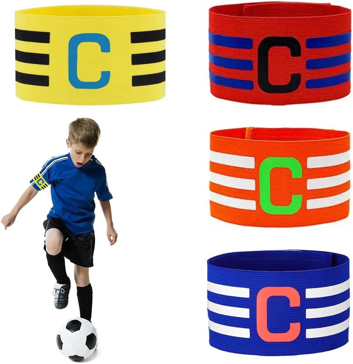 Verstelbare kapiteinsband voor kinderen - meerkleurig - 4 stuks - ideaal voor voetbalteam - ShopVlot