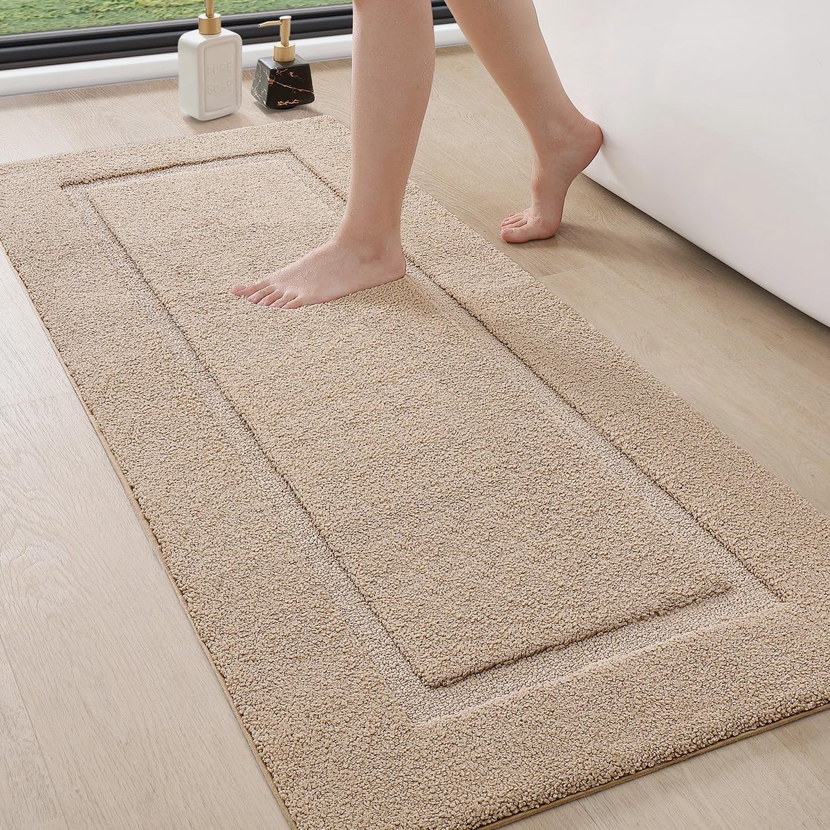 Badmat 60 x 150 cm - absorberend microvezel - machinewasbaar - antislip voor douche en badkamer - ShopVlot