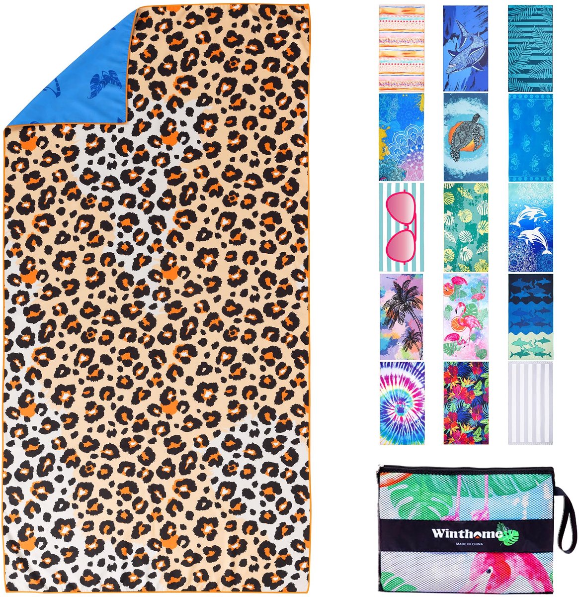 Strandhanddoek groot 180 x 90 cm - microvezel - sneldrogend - ideaal voor strand - ShopVlot