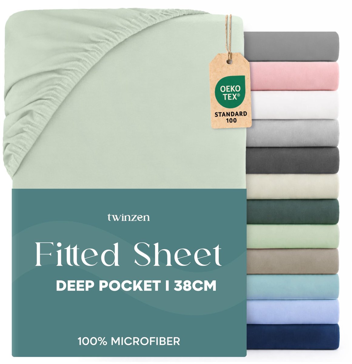 Hoeslaken 180 x 200 cm - Lichtgroen microvezel - 35 cm diepe hoeken - Perfect voor dikke matrassen - ShopVlot