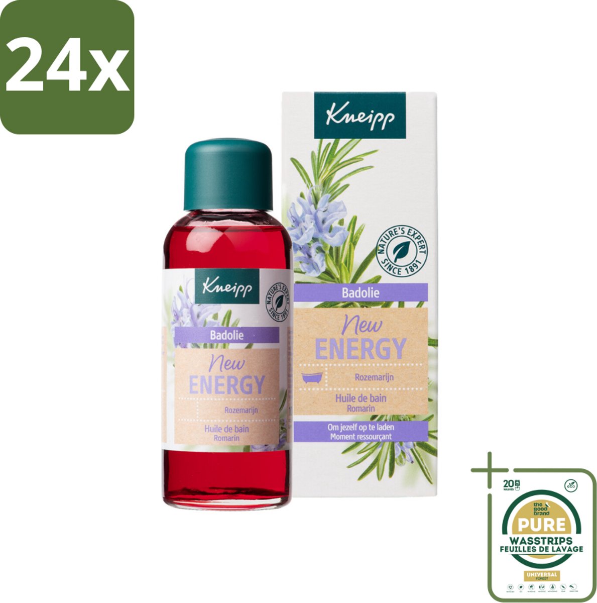 Kneipp - Badolie - Rozemarijn - Voor nieuwe energie - 100 ml - Voordeelverpakking - 24 stuks - Energie boost - Verkwikkend bad