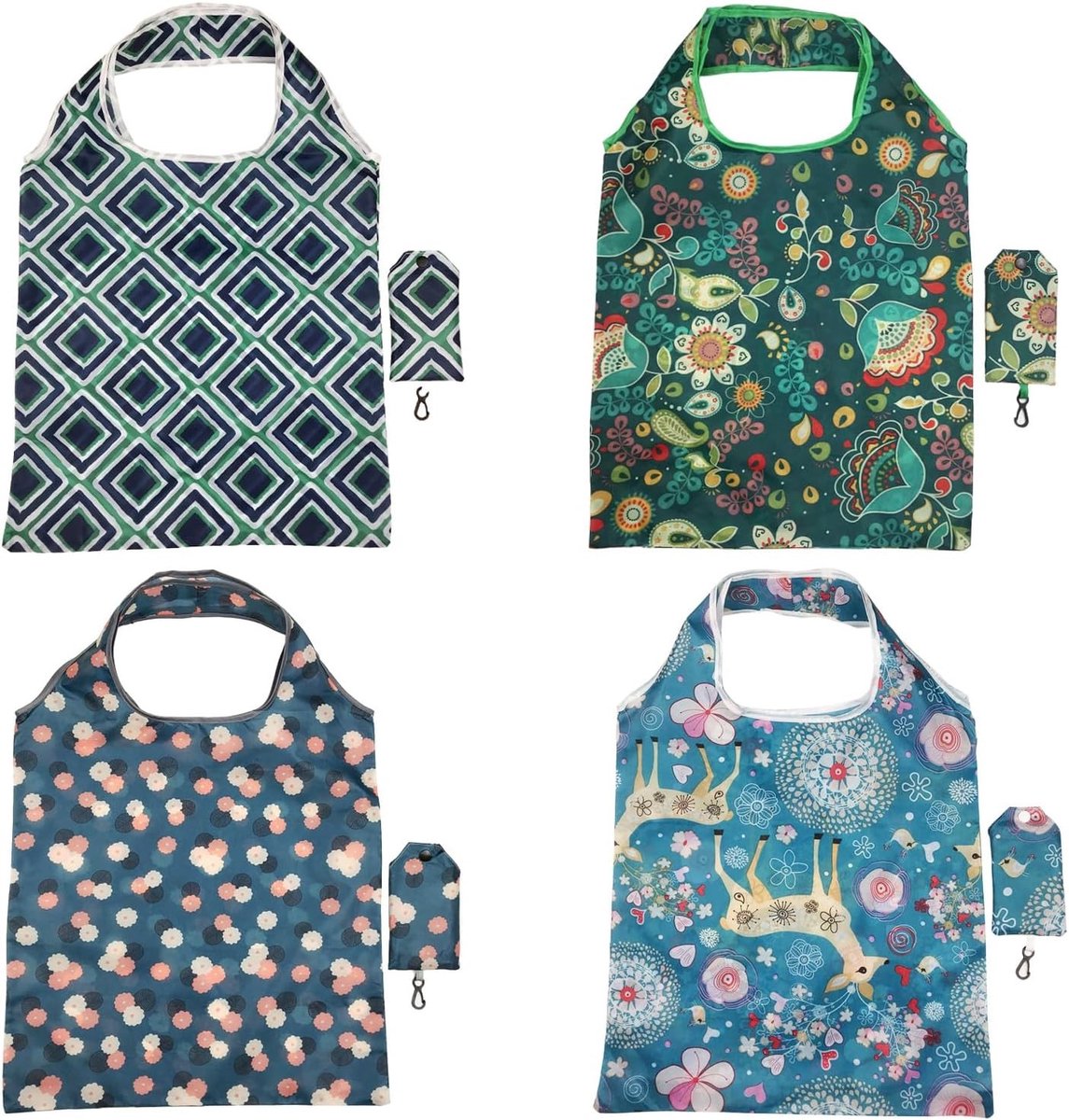 Opvouwbare Boodschappentas - Multicolor - Grote Herbruikbare Tas - Waterdicht en Lichtgewicht - Voor Boodschappen en Reizen