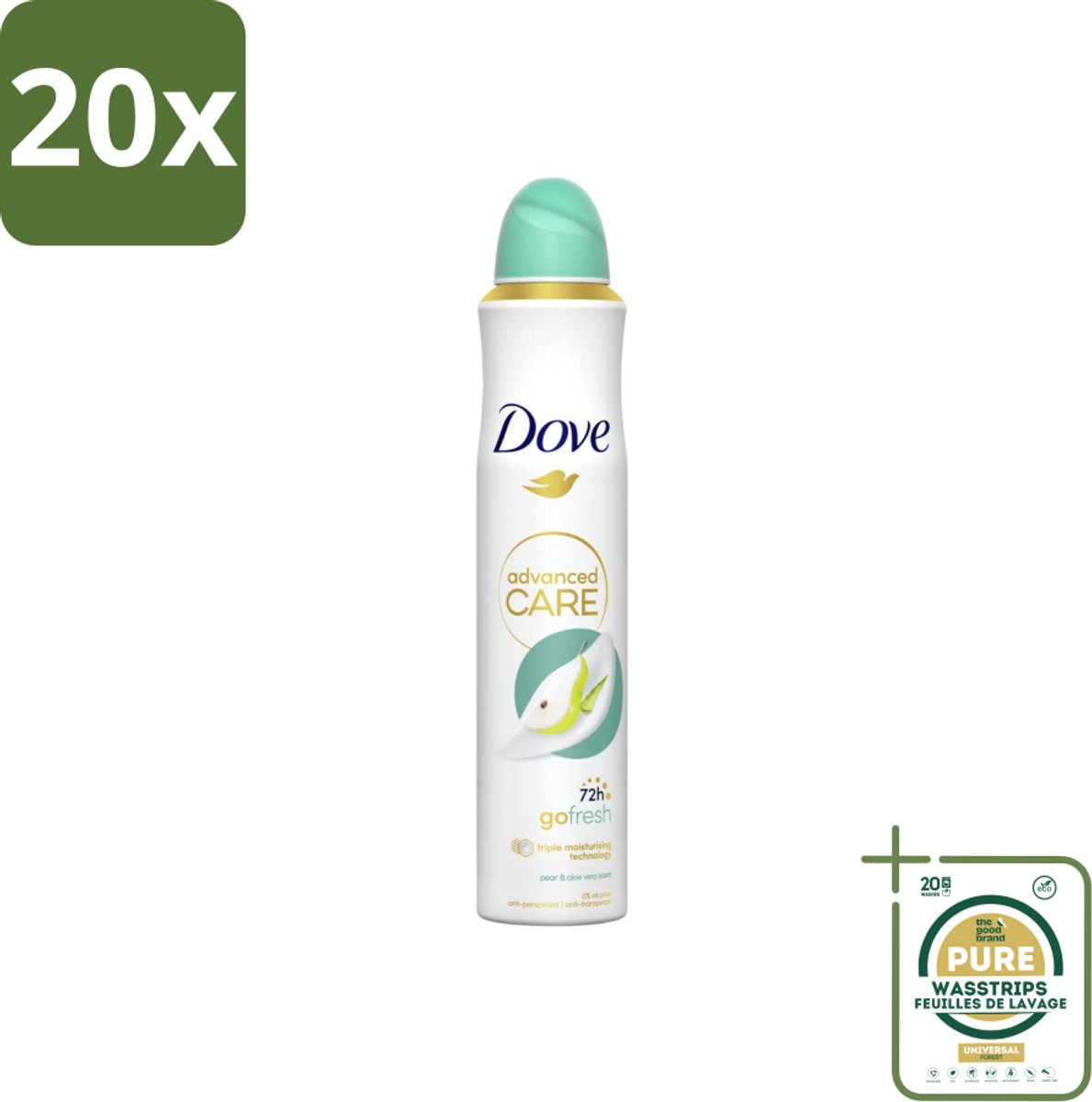 20 x Dove Deodorant Spray - Peer & Aloë Vera - 200 ml - Grootverpakking - Dove Deodorant Spray - Peer & Aloë Vera - Anti-Transpirant - 72 Uur Bescherming - Huidverzorging
