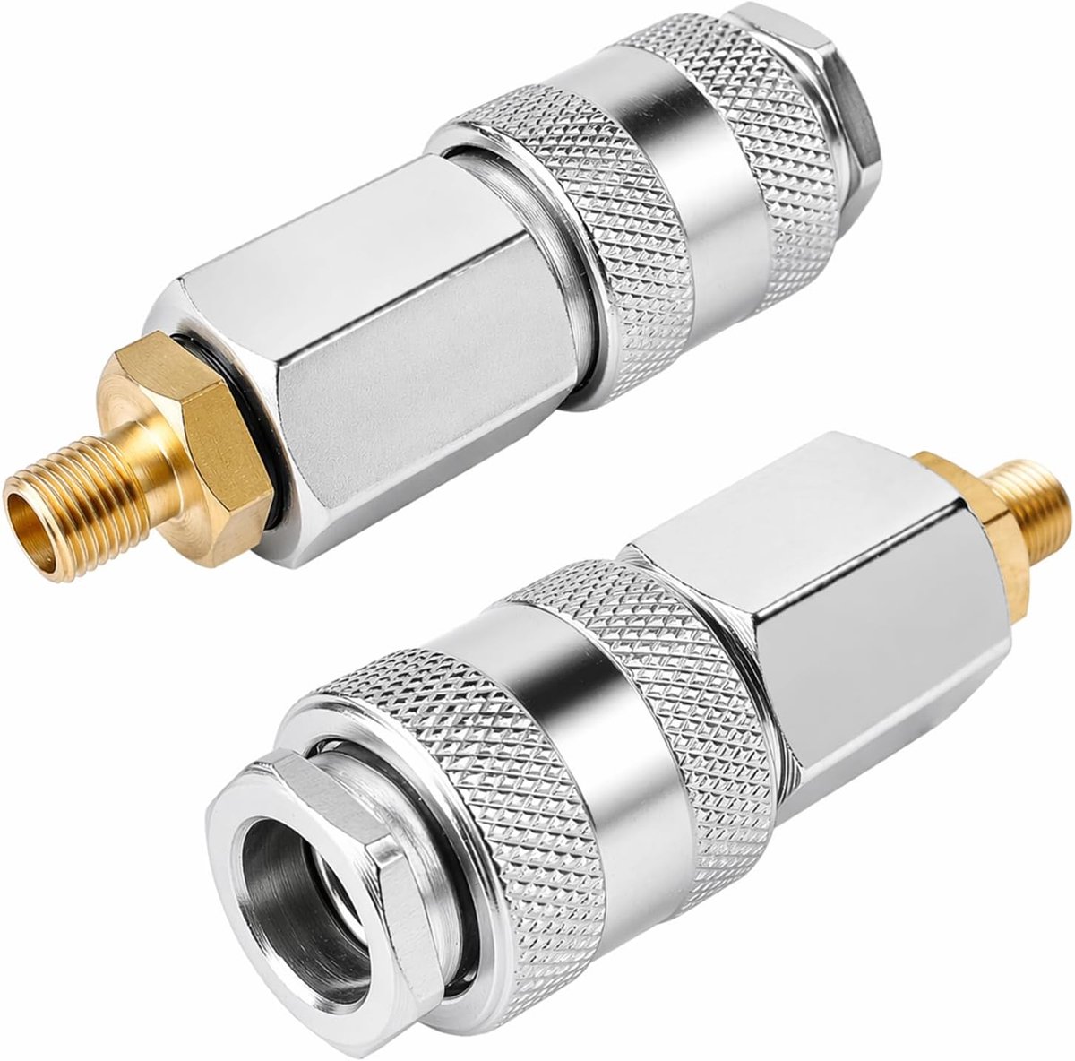 JIAC Luchtcompressor adapter 3-in-1 2-pack staal buitendraad US ventiel - ShopVlot