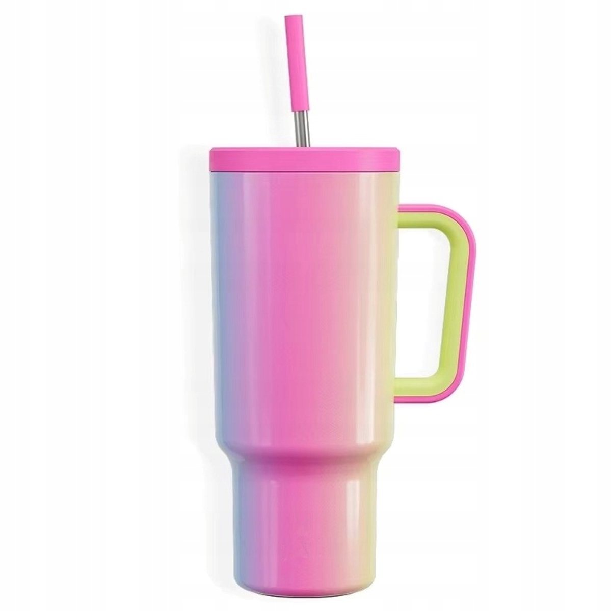 Roze Thermosbeker 1.1L met Rietje & Handvat - Ideaal voor Onderweg