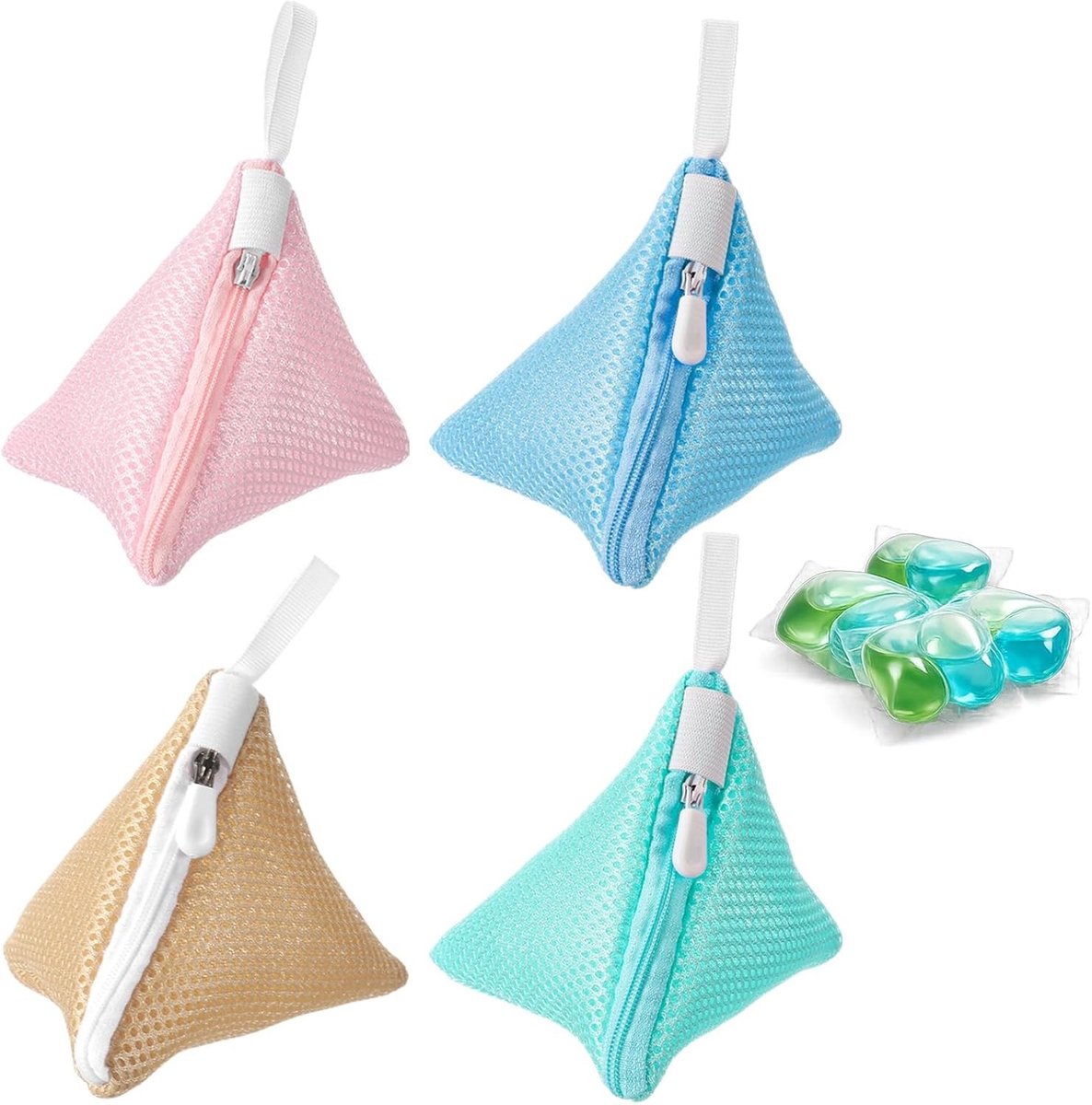 Wasnetjes met ritssluiting - Wit - 12 x 12 cm - Polyesternet met anti-aanbaklaag - Voor delicate was