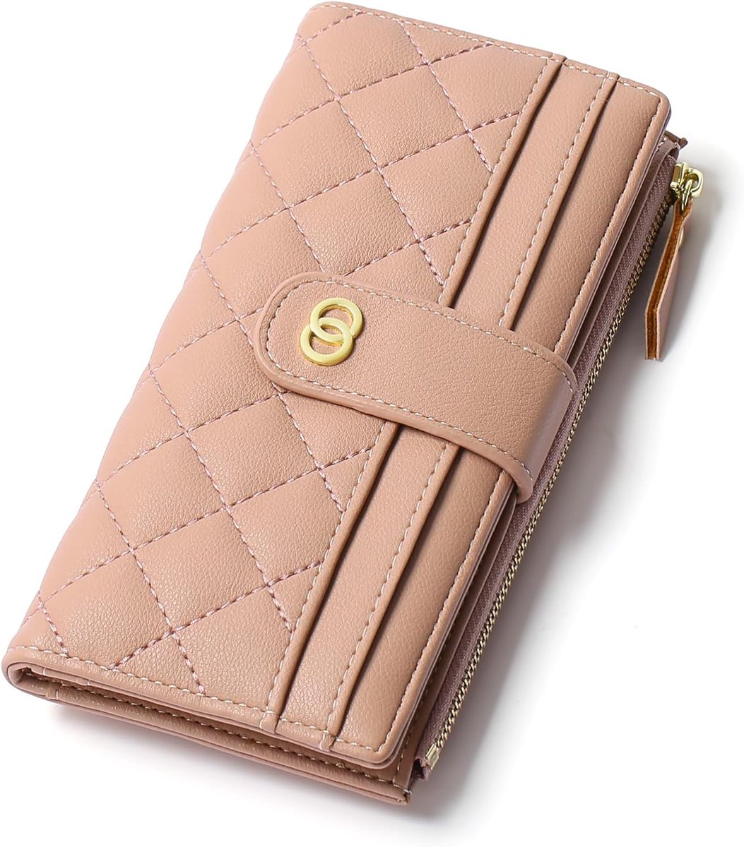 Damesportemonnee Slim RFID Beveiligd - Leer - Bifold met Reißverschluss - Perfect voor dagelijks gebruik - ShopVlot