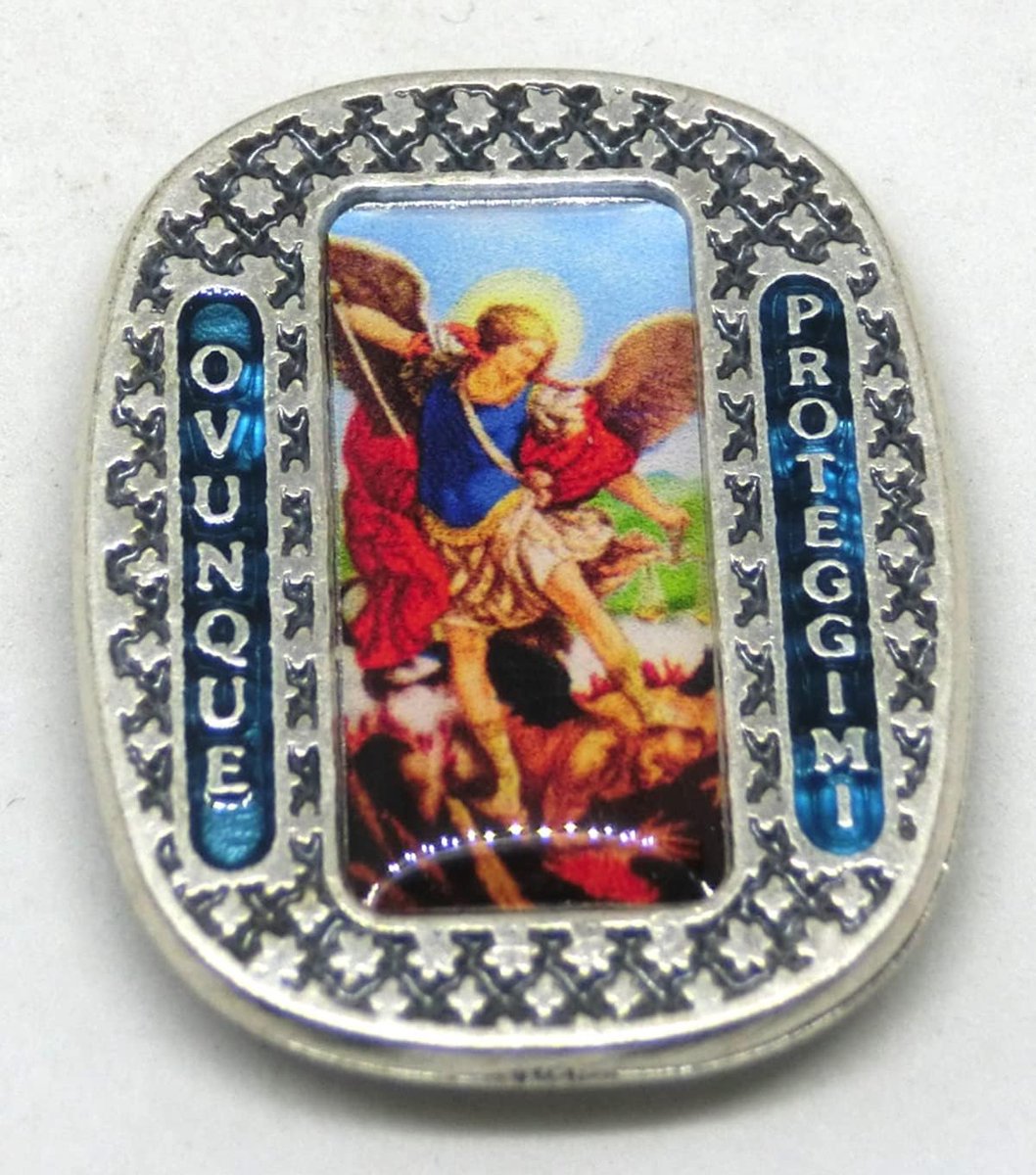 90.254.36 007 Magnet Erzengel San Michele Michael Michael Michael Overall Protected Silver enameled 3.5 cm - ShopVlot