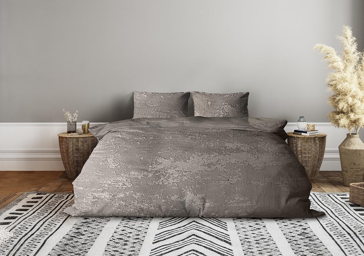 Dekbedovertrek 3D Geprofileerd Velvet Golf - taupe grijs 140x200/220cm - luxe uitstraling - ShopVlot