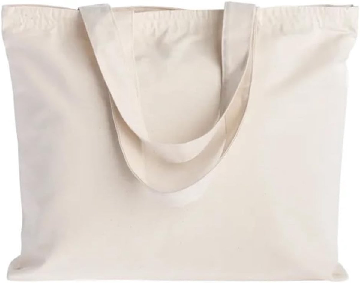 Linnen tasjes onbedrukt - Beige - 45 x 34 x 10 cm - Katoenen Doektas - Voor Creatief Gebruik en Dagelijks Gebruik