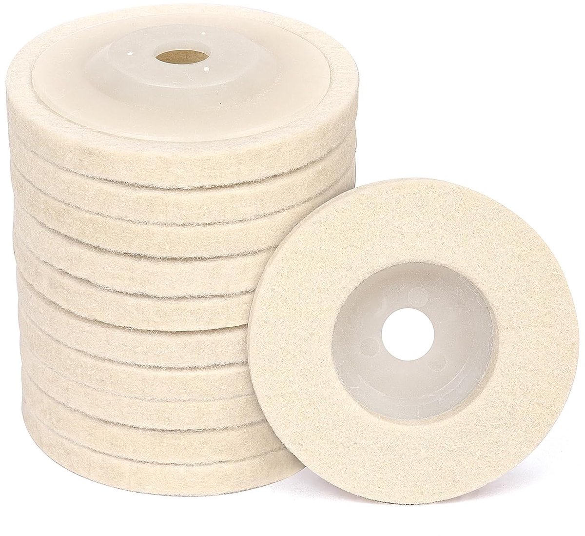 Pack of 10 Wool Felt Polishing Discs 100 mm 4 Inch Angle Grinding Discs for Metal, Car, Marble, Jewelry, Furniture - ShopVlot