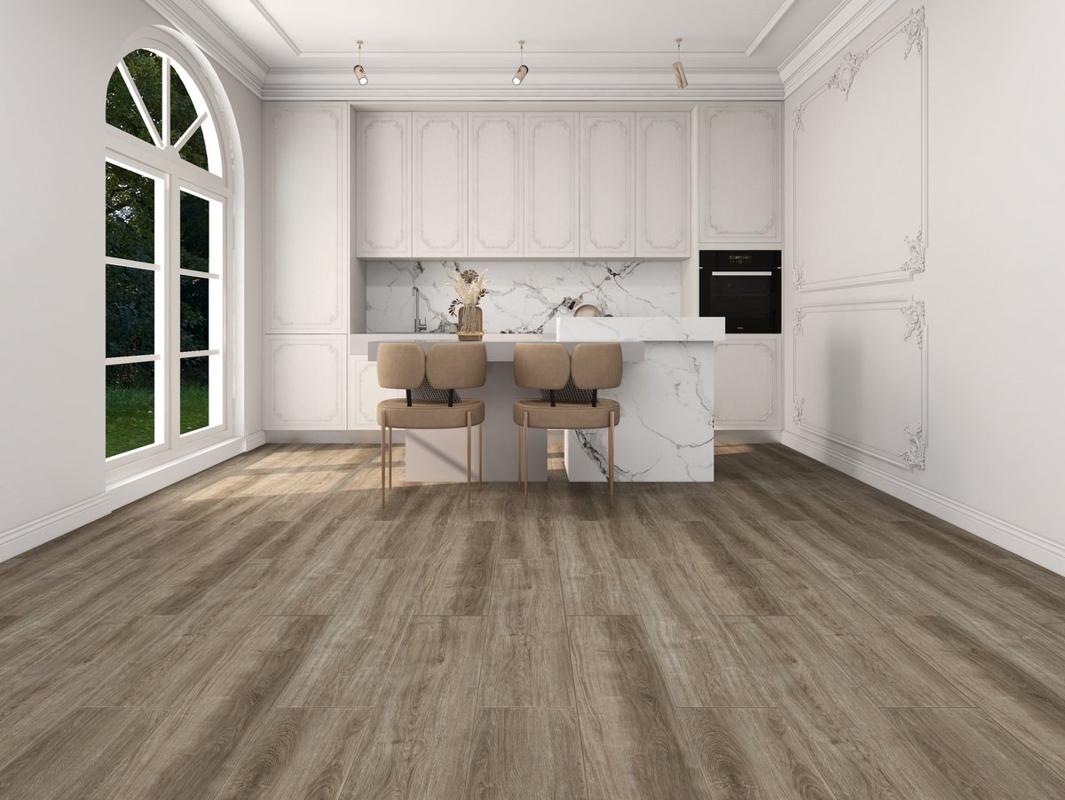 REDOM - SPC/PVC click-vinyl vloerplank - Unilin clicksysteem - Geschikt voor vloerverwarming - Houtlook - Woonkamer - Kunststof - Lichtbruin - 112 x 22,8 cm