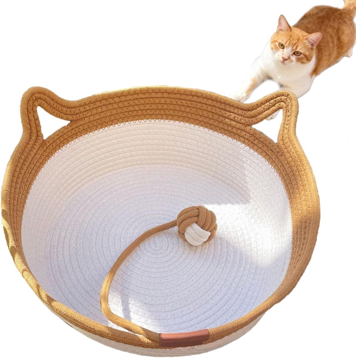 Geweven mand voor huisdieren - handgeweven katoenen touw - geschikt voor alle seizoenen - voor katten en honden - comfortabel huisdierenmand - voor katten en honden - beige - klein - 1 stuk